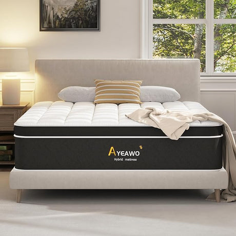 Queen mattress, 12 Inch Queen size mattresses with Memory Foam and Individual Support Spring,