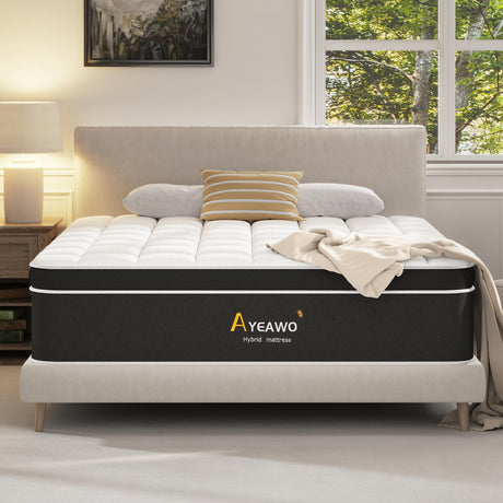 Queen Mattress - 14 Inch Hybrid Mattress Queen Size with Memory Foam