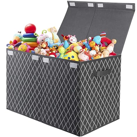 Toy Box Chest Organizer Bins for Boys Girls Kids, Large Collapsible Fabric Storage Container with Flip