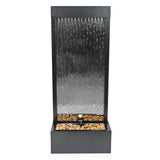 Mirror Waterfall Fountain with Stones & Lights - Zen Indoor/Outdoor Decor for Office