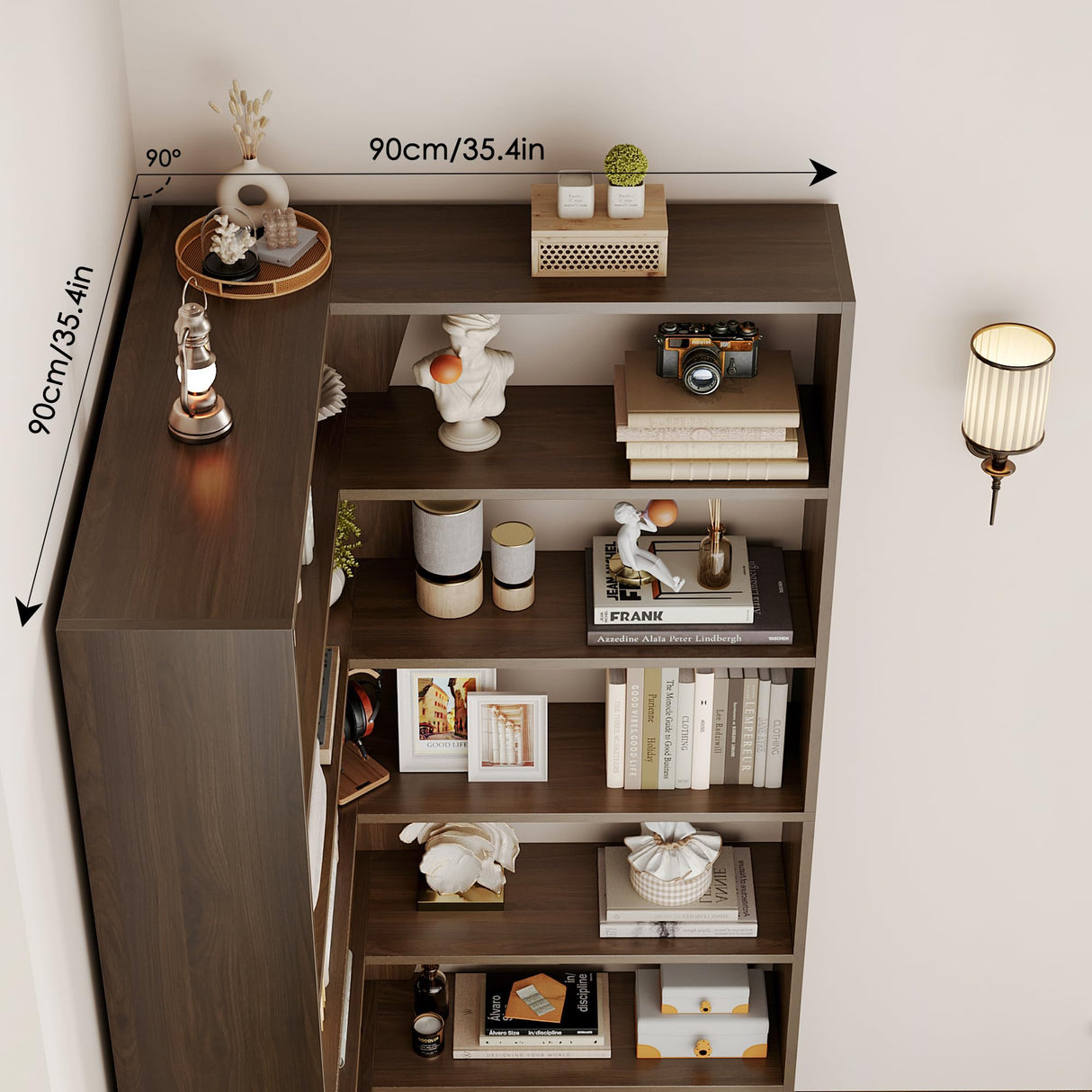 6-Tier Corner Bookshelf, Modern Bookshelf and Bookcase, Tall Bookcase Open Display