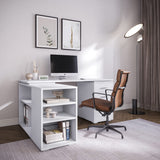 L Shaped Computer Desk, 60” Study Writing Table Home Office Desk Morden Corner Workstation Setup