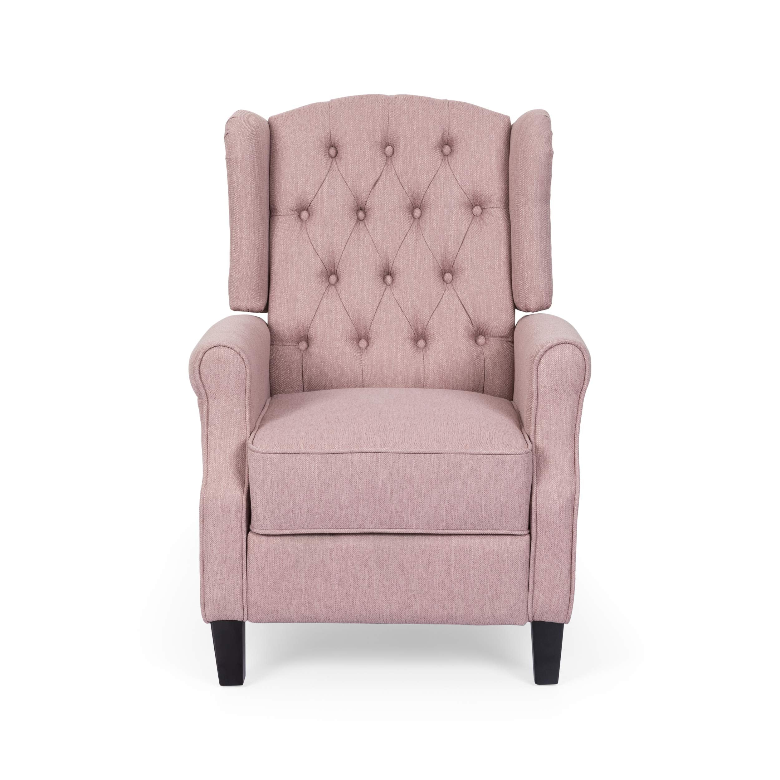 Sarah Fabric Recliner, Light Blush, Dark Brown