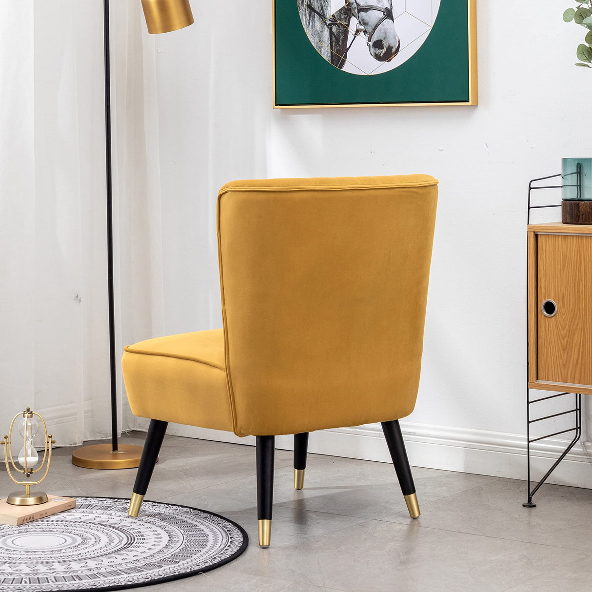 HomeZero Aero Mid-century Modern Upholstered Accent Chair, Gold