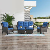 Outdoor Couch Wicker Patio Sofa - 3-Seater Rattan Patio Furniture Conversation Sofas