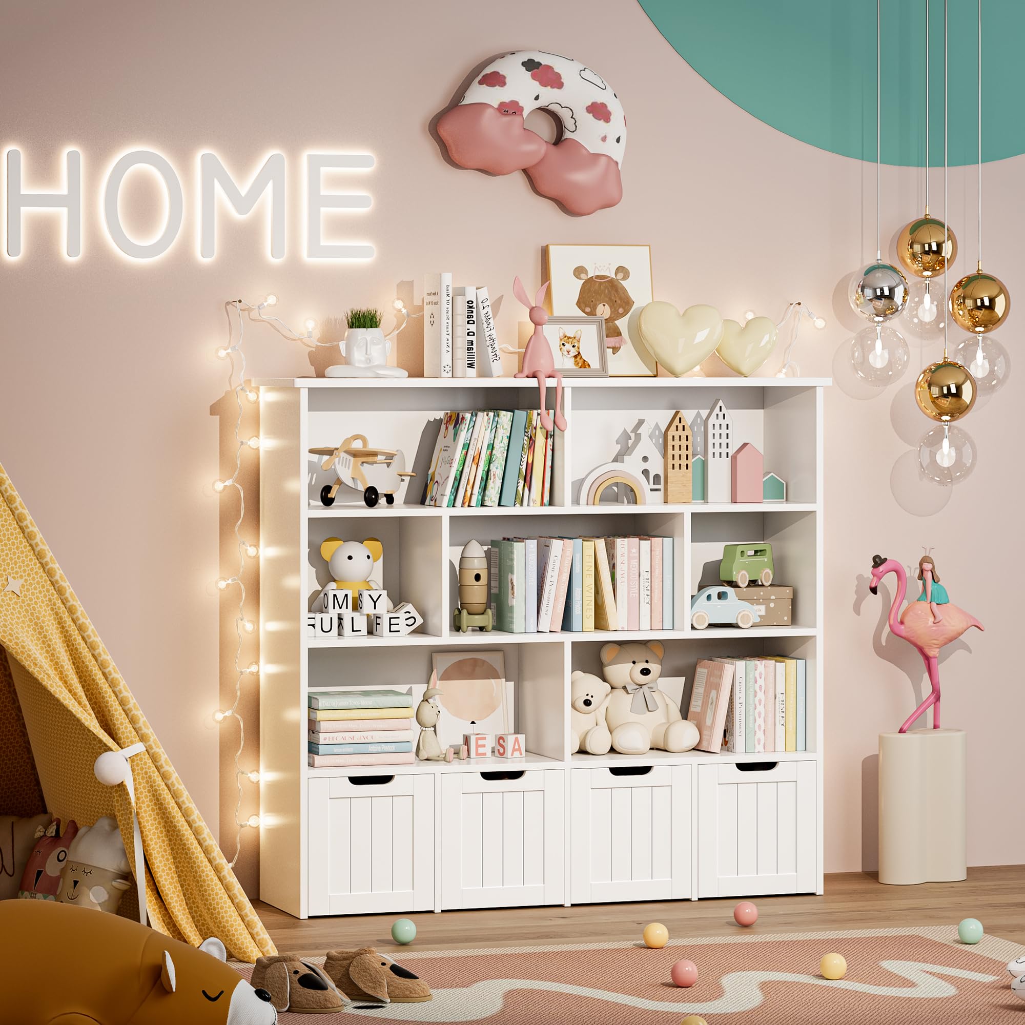 Toy Storage Organizer, Large Toy Organizers and Storage with 4 Movable Drawers
