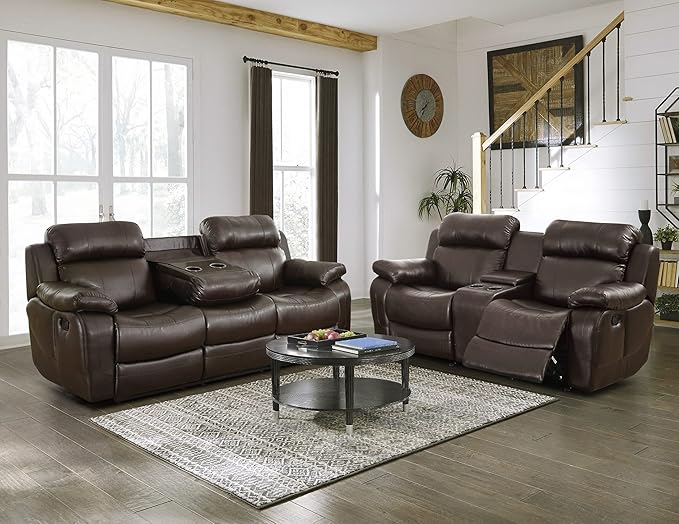 Baylands Bonded Leather Glider Rocker Reclining Chair, 40.5" W, Brown