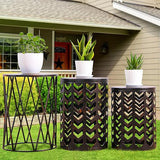 Set of 3 Black End Tables, Nesting Metal Round Coffee Table