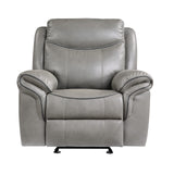 Faux Leather Glider Reclining Chair, 42" W, Gray