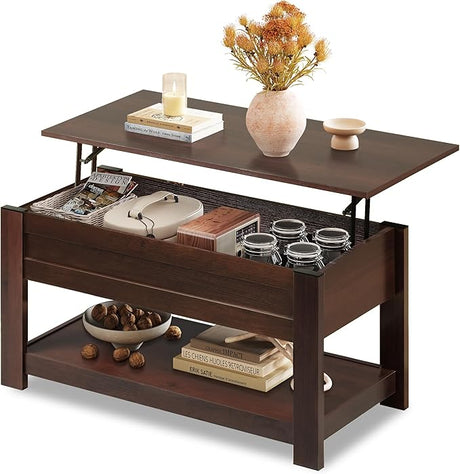 Coffee Table, 39" Lift Top Coffee Table with Hidden Compartment and Storage Shelf