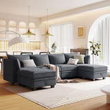 P PURLOVE Modern Large Sectional Sofa, U Shape Upholstered Couch, Sofa sectionals