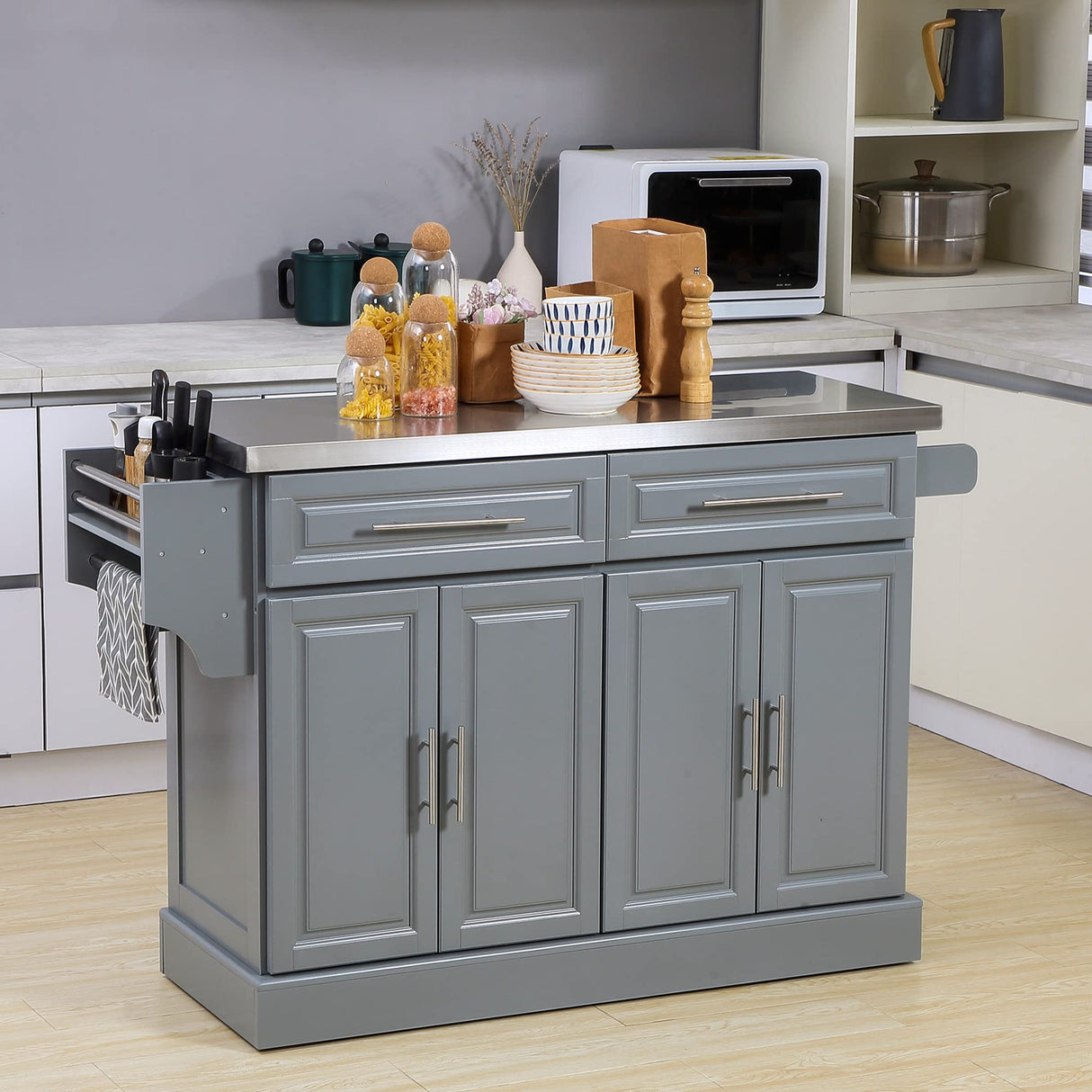 Rolling Kitchen Island with Storage, Portable Kitchen Cart