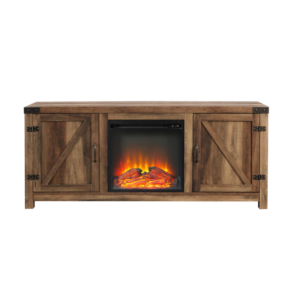 Georgetown Modern Farmhouse Double Barn Door Fireplace TV Stand for TVs up to 65