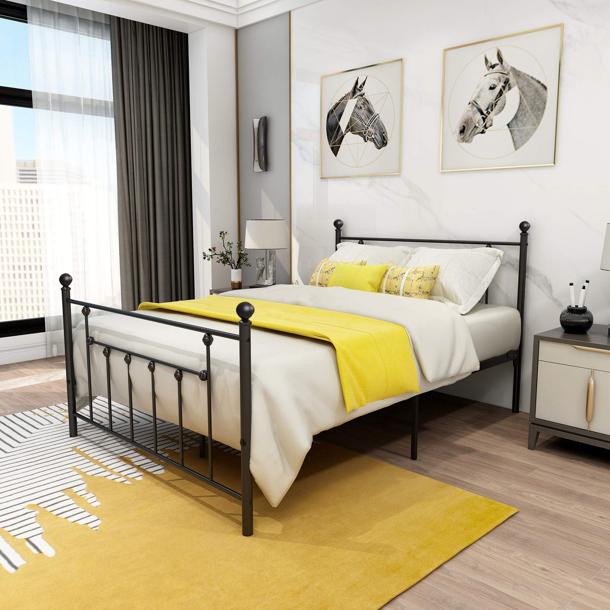 Metal Bed Frame Full Size with Headboard and Footboard Double Platform Mattress Base