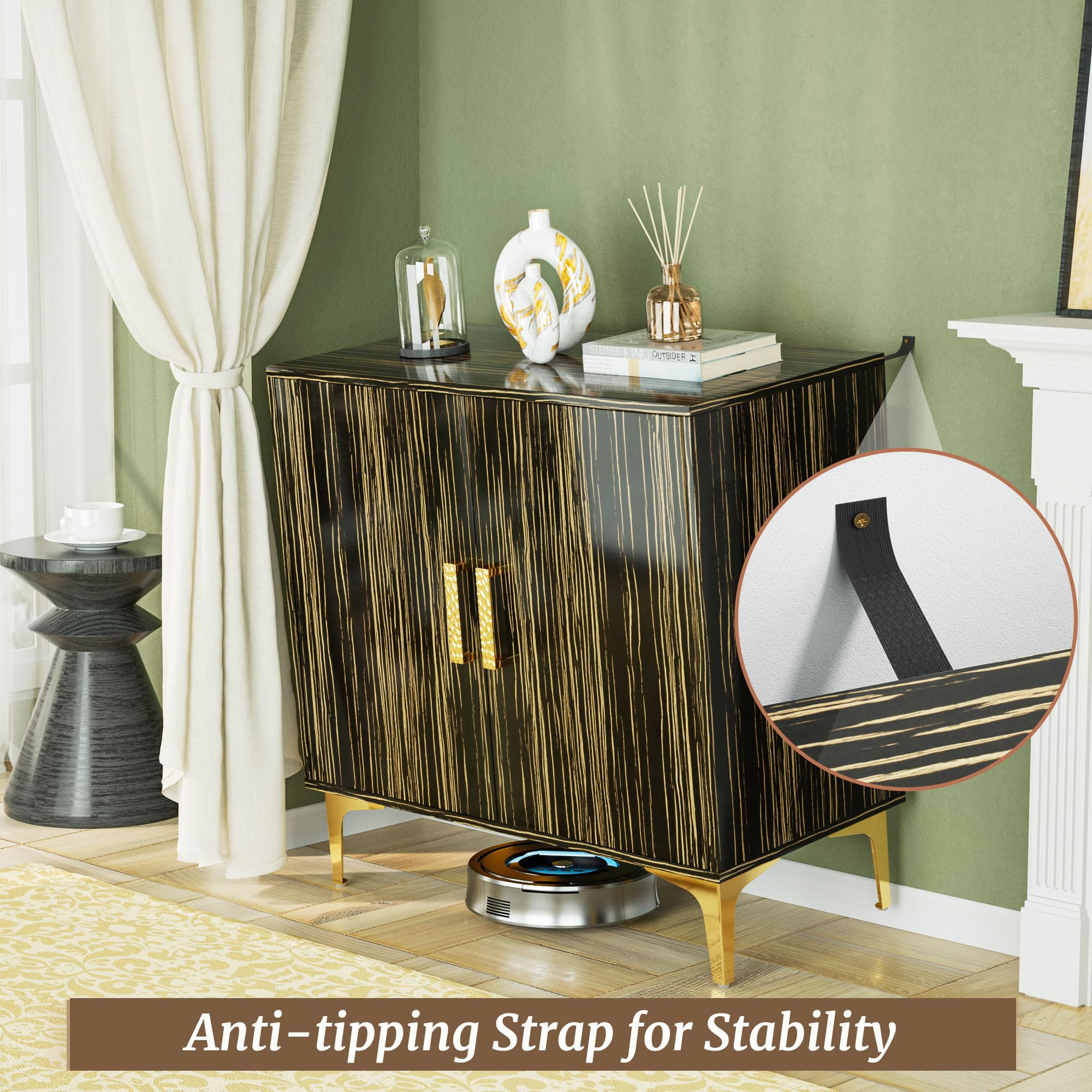 Cabinet with Storage, Storage Cabinet with Doors and Adjustable Shelf, Accent Cabinet