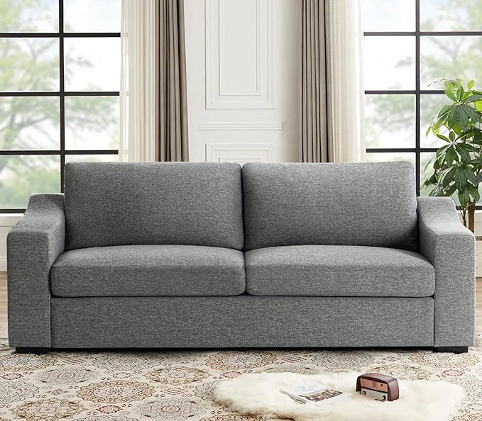 Oversized 85" Deep Seat Sofa, Modern Sofa Couches for Living Room, 3 Seater Natural