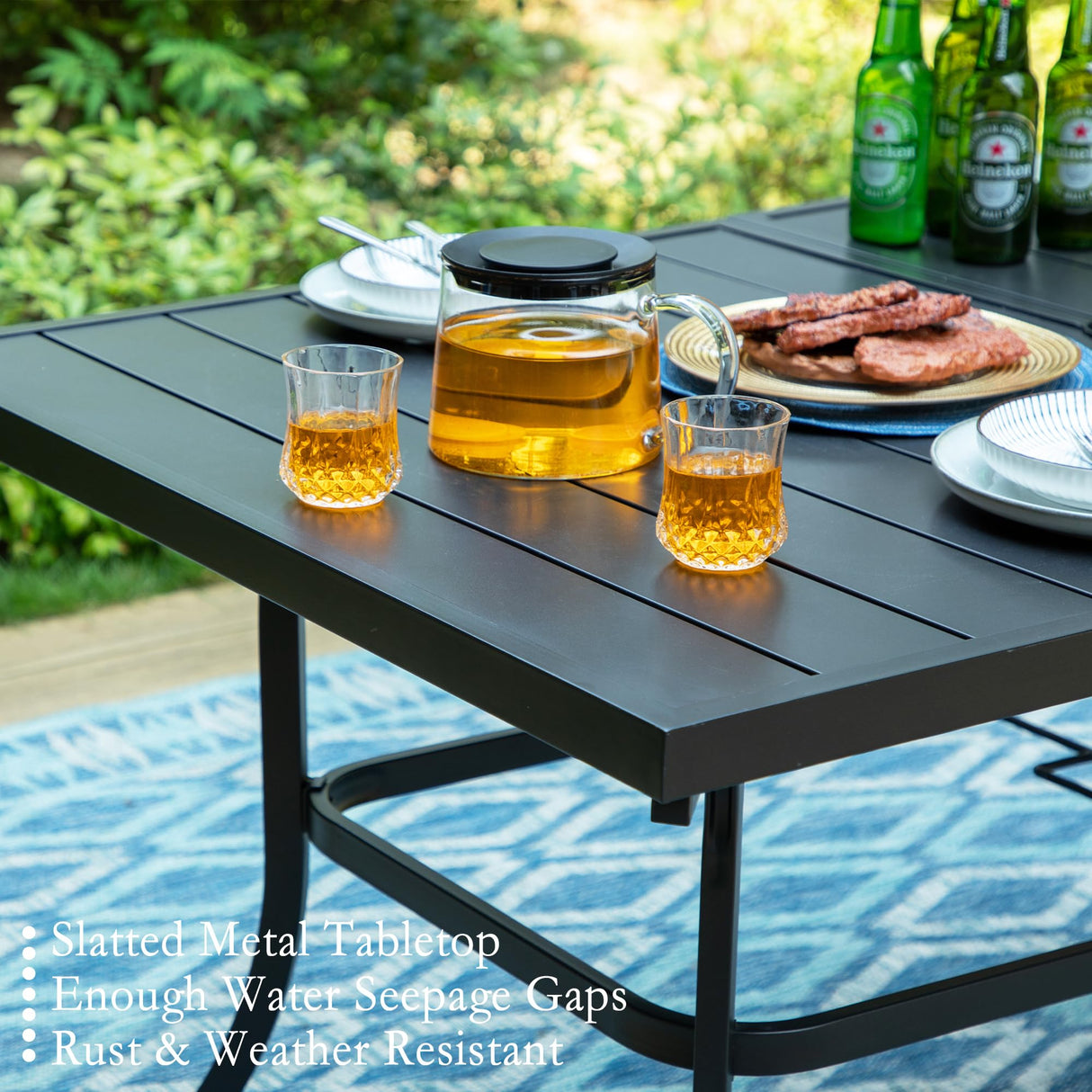 Rectangular Metal Patio Outdoor Dining Table