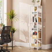 Bookshelf, 6-Tier Tall Book Shelf, Narrow Bookcase for Small Space, DIY Stackable Bookshelf, for Living Room, Office, Study, Entryway, Industrial, White BS01BW006