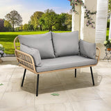 Love Seat Patio Sofa, All-Weather Wicker Loveseat Patio Sectional Furniture