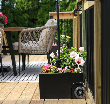 Decorative Planter Box Umbrella Base-Umbrella Stand with Wheels, Supports Up