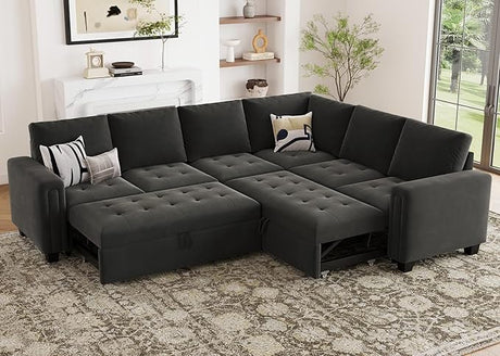 Modular Sectional Sleeper Sofa with Pull Out Couch Bed Oversized U Shaped Sectional