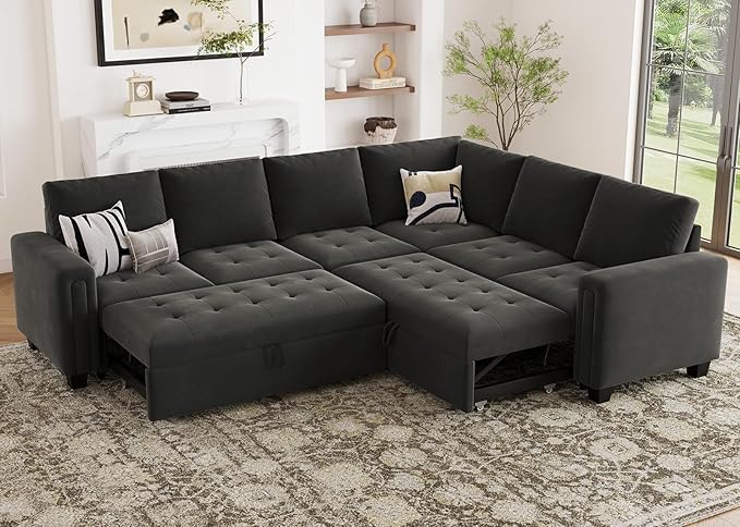 Secitonal Sleeper Sofa with Pull Out Couch Bed Modular Sectional Sofa
