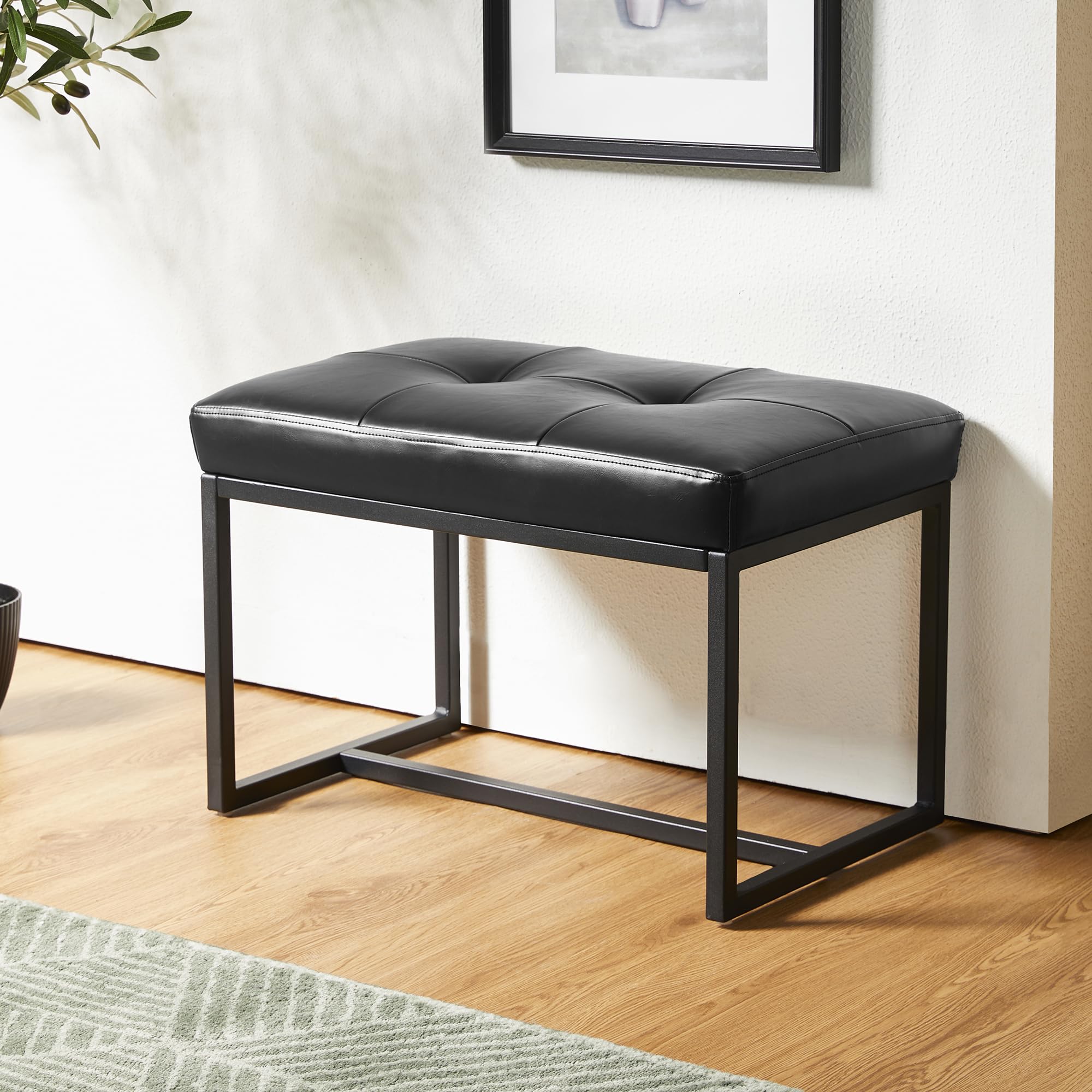 Ottoman Bench, Modern PU Leather Vanity Stools Chairs