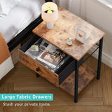 Nightstand with Drawers,Small Night Stand with Storage Bedside Table