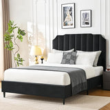 50.4"H Queen Bed Frame with Headboard Velvet Platform Bed Frame Queen Size,