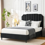 50.4"H Queen Bed Frame with Headboard Velvet Platform Bed Frame Queen Size,