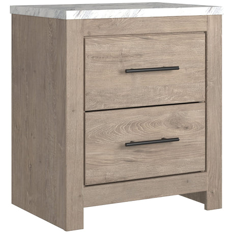 Senniberg Modern 2 Drawer Nightstand with Faux Marble Top, 24.72" Tall