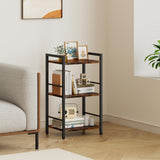 3 Tier Bookshelf, Small Bookcase with 3 Open Shelves, Short Metal and Wood Book Shelf