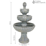 53-Inch 4-Tier Fiberglass Water Fountain - Electric Submersible Pump