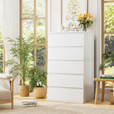 White Dresser, 5 Drawer Dresser Tall White Dresser with Large Storage Space