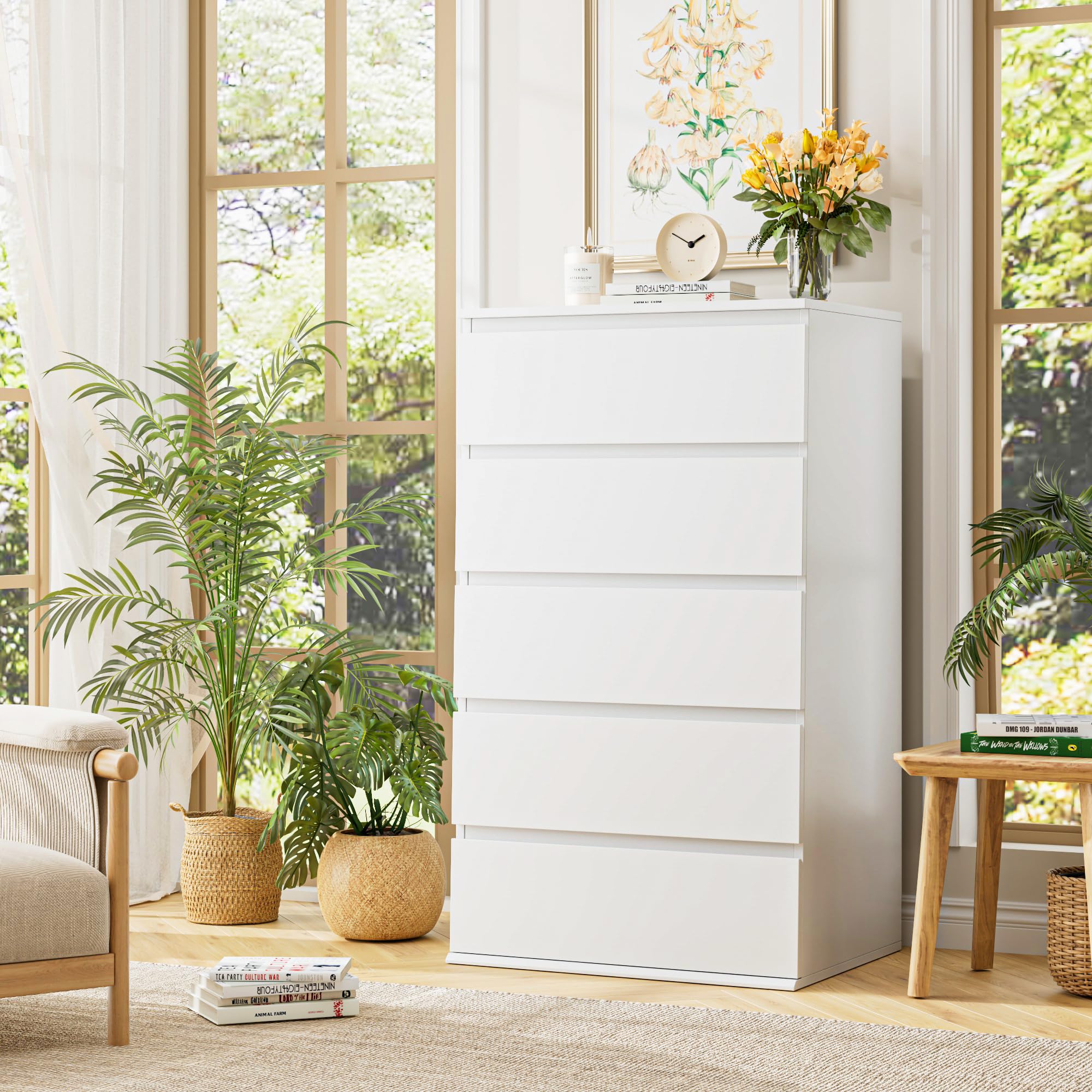 White Dresser, 5 Drawer Dresser Tall White Dresser