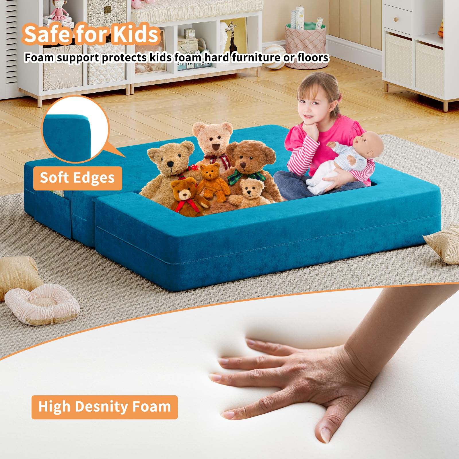 Kids Couch, Toddler Couch with Washable and Durable Covers, Modular Kids Sofa Couch