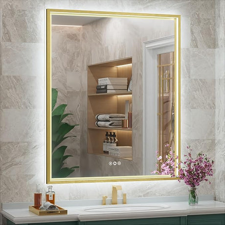 LED Bathroom Mirror, 30 x 36 Inch Anti-Fog Lighted Bathroom Mirror