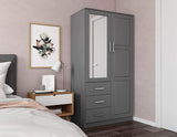 100% Solid Wood Metro 2-Door Wardrobe w/Raised Panel Doors