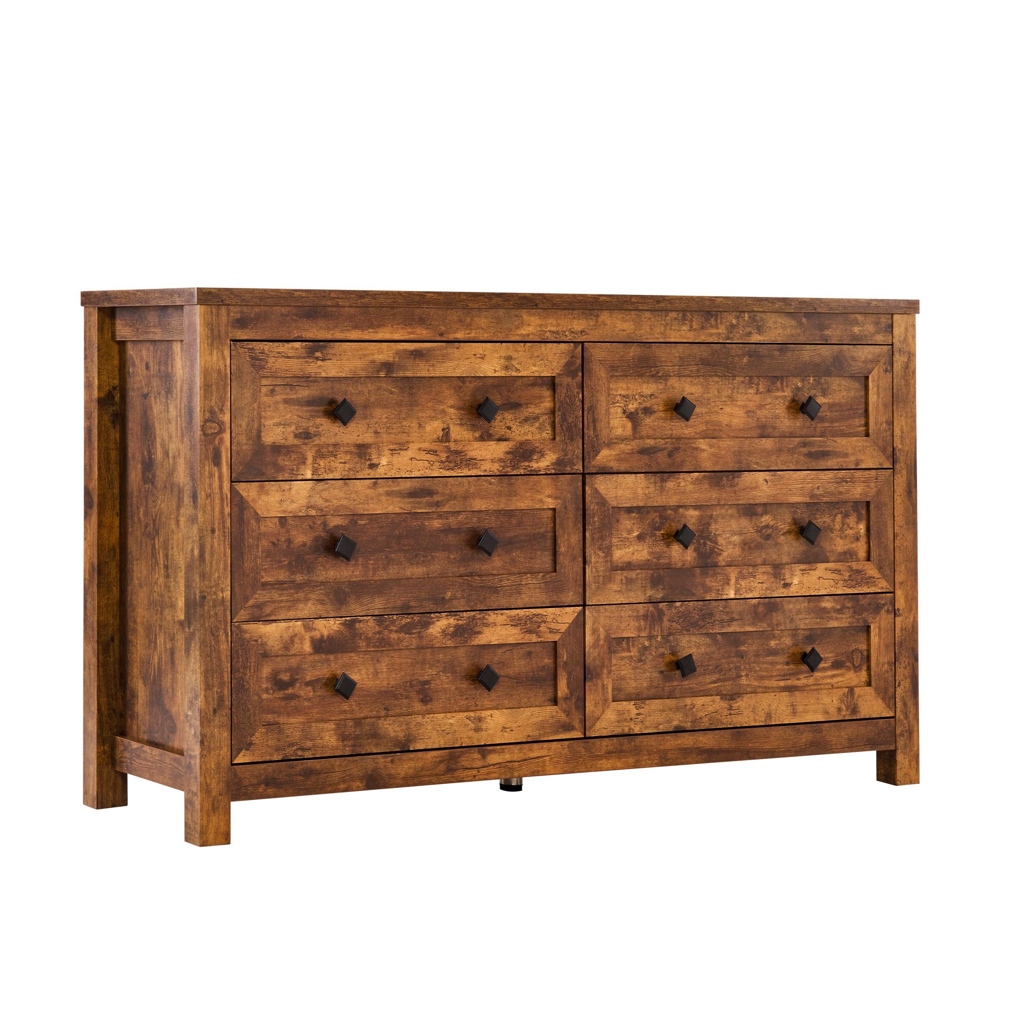 6 Drawers Dresser for Bedroom, 54" Farmhouse Wood Chest of Drawers with Vintage