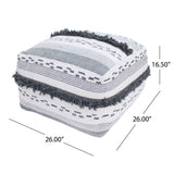 Contemporary Faux Yarn Pouf Ottoman Foot Stool - Bean Bag Floor Chair - Foot Rest
