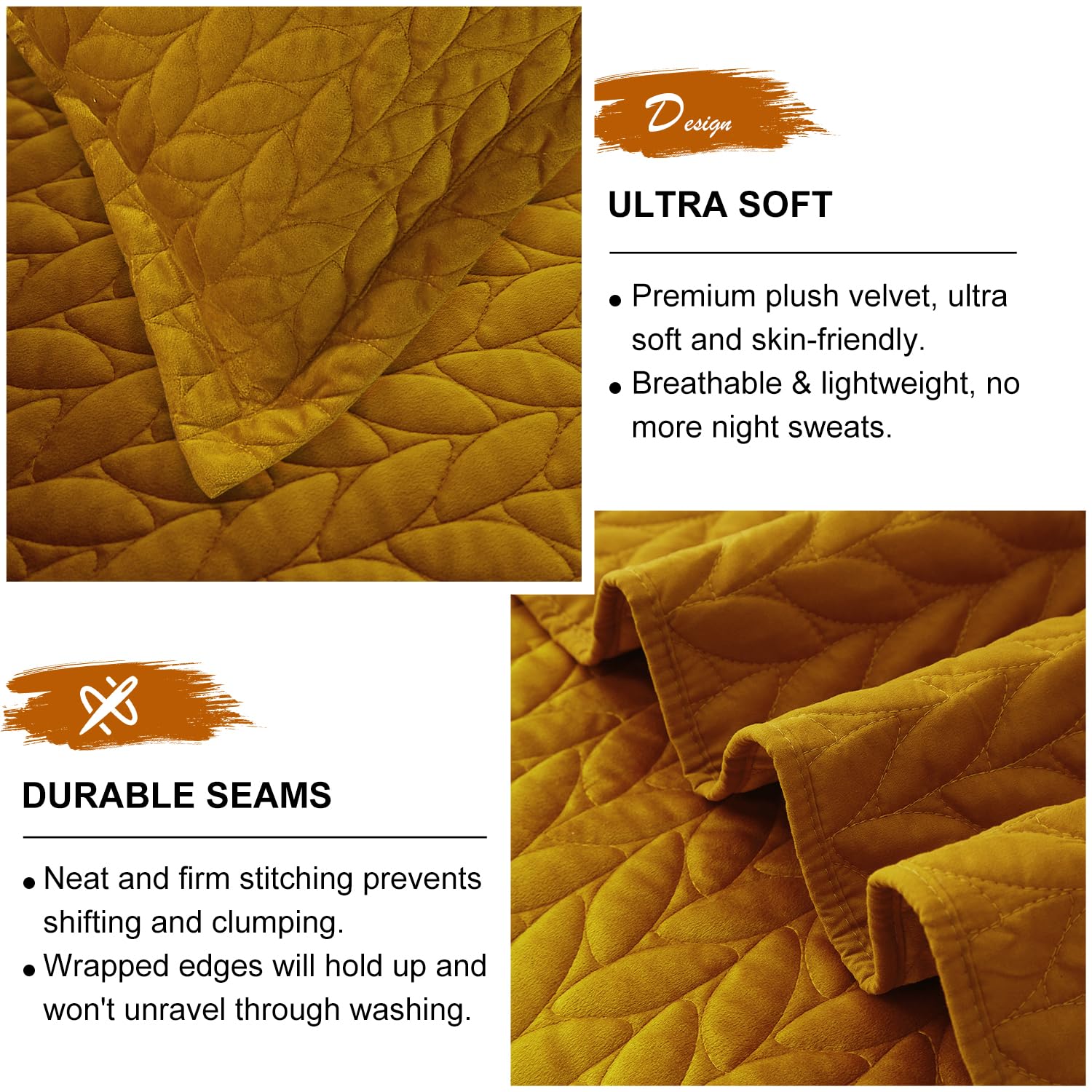 Velvet Quilt Queen Size - Ultra Soft Luxury Bedding Set