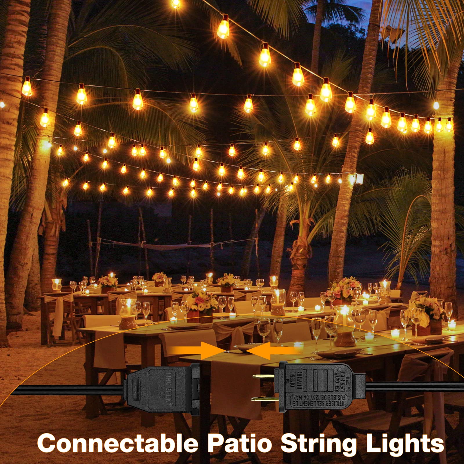120FT Vintage Edison Bulb LED String Lights - Waterproof, Shatterproof