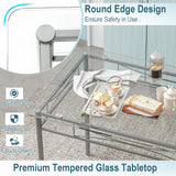 5-Piece Glass Dining Table Set with 4 Chairs