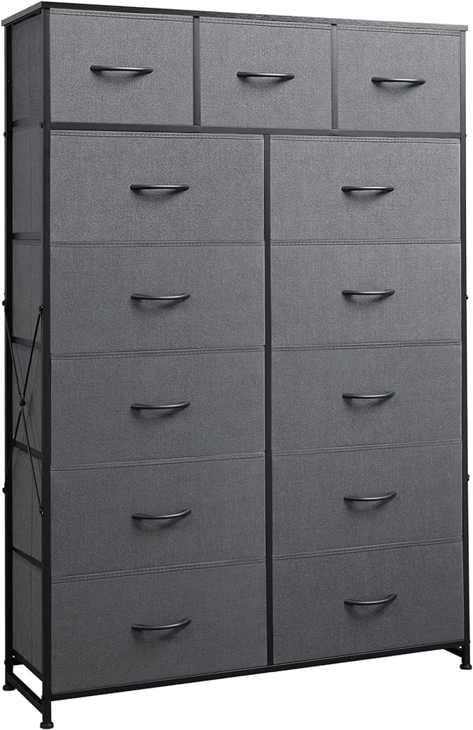 Tall Dresser for Bedroom with 13 Drawers, Storage Dresser Organizer Unit, Fabric Dresser for Bedroom