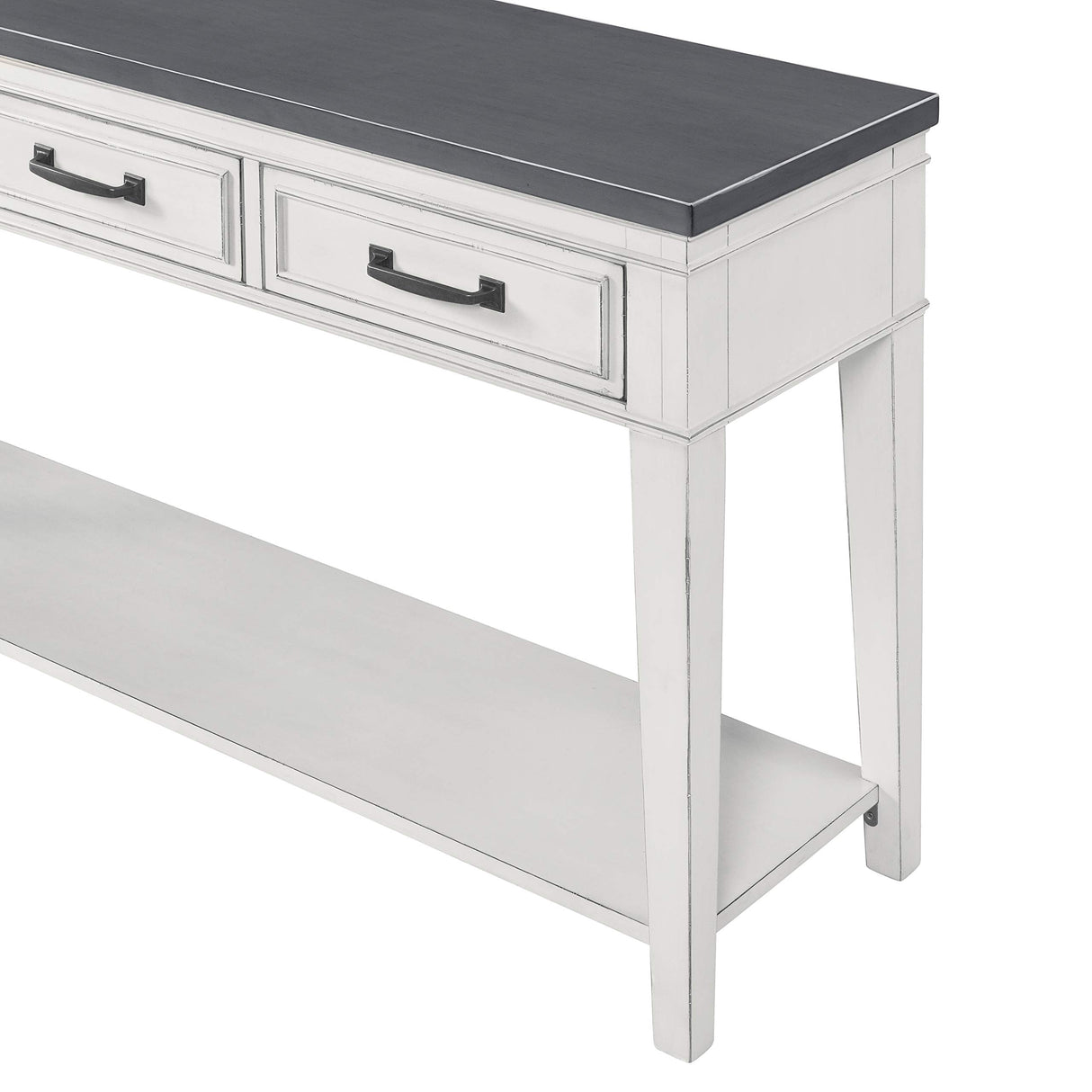 Del Mar Sofa Table, Antique White and Grey