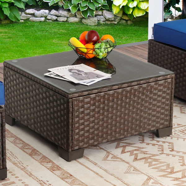 Patio Furniture Wicker Coffee Table Outdoor Garden Square Side Table
