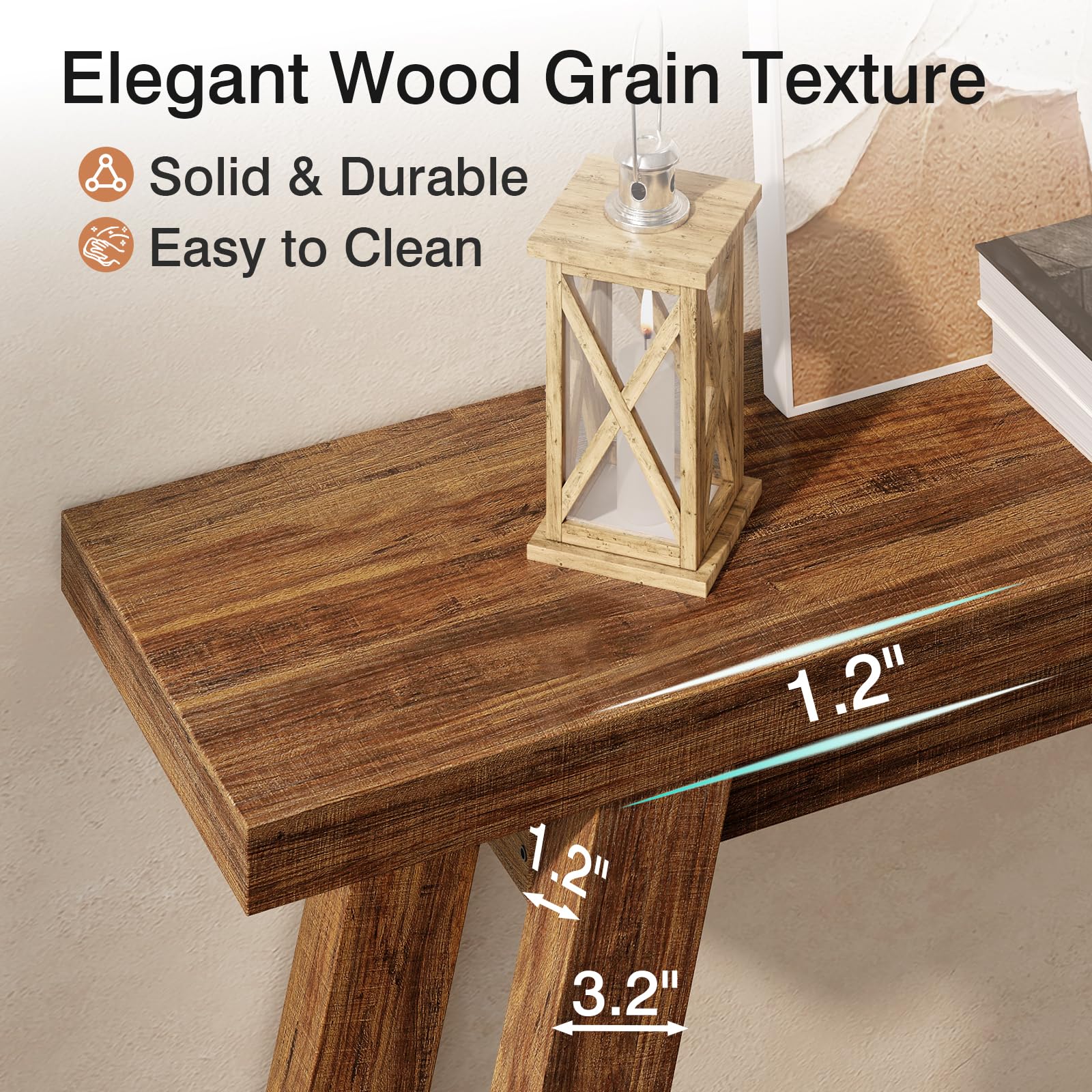 55-Inch Console Table with Storage - 2-Tier Narrow Wood Entryway Table