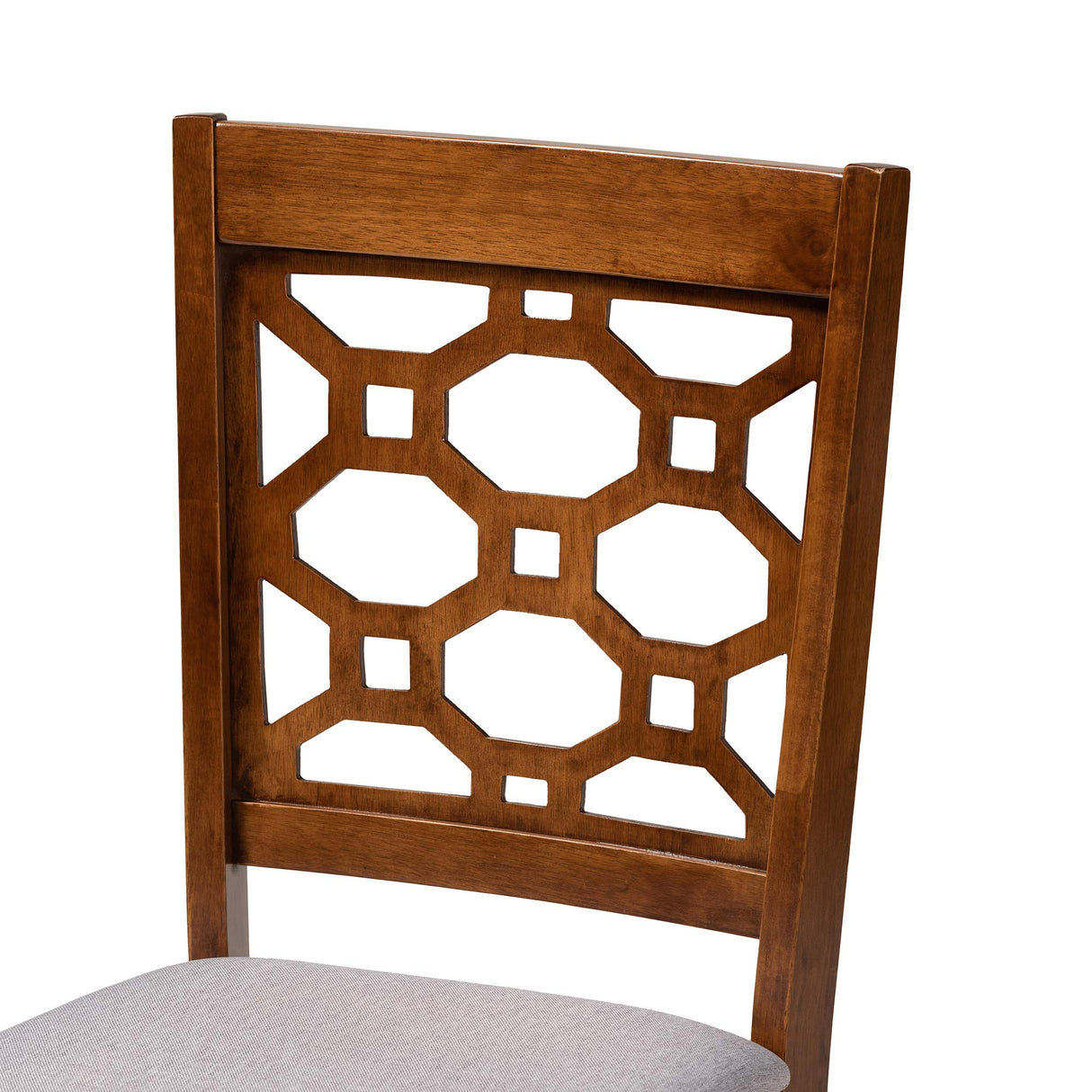 Henry Modern and Contemporary Grey Fabric Upholstered and Walnut Brown Finished