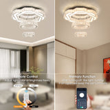 22.5" Crystal Chandeliers Living Room Modern Crystal Ceiling Light LED Ring Round Pendant