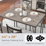 Tangkula Dining Table Set for 4, Modern Rectangular Dining Table & 4 Dining Chairs Set, Space-Saving Kitchen Dining Room Furniture Set, Dinette Set for Home Breakfast Nook